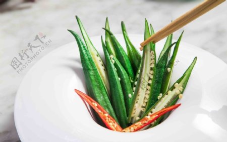 秋葵美食食材背景海报素材图片