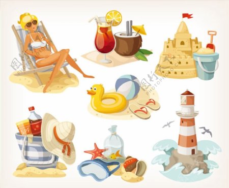 暑假沙滩元素设计图片
