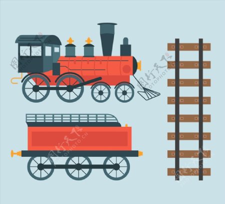 蒸汽火车和轨道图片