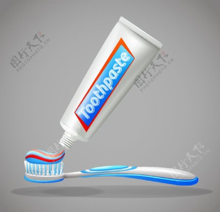牙膏牙刷矢量图片