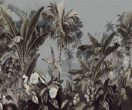 绿色丛林植物森林背景装饰图图片