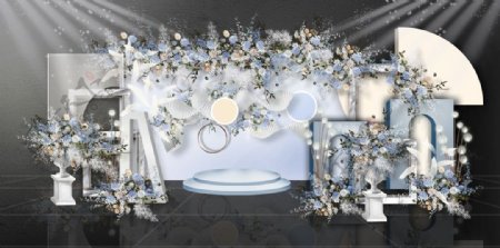 蓝色婚礼浪漫背景设计大图图片