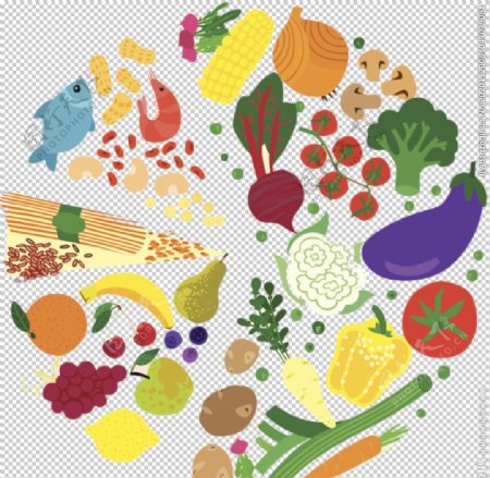 透明元素蔬菜综合宣传标识图片