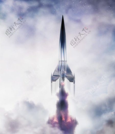 宇宙飞船发射升空合成背景素材图片