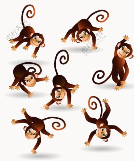 卡通猴子漫画矢量图片
