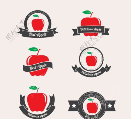 红色苹果标签矢量图片