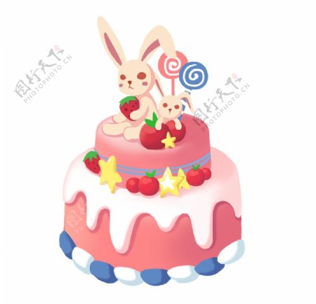 兔子蛋糕插画图片