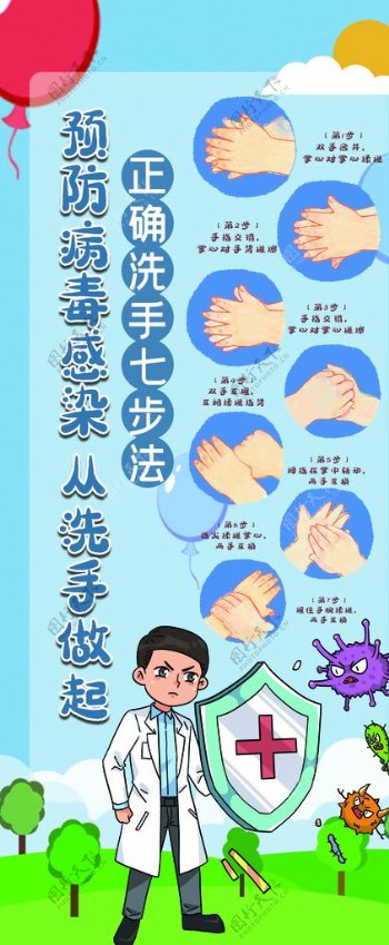 正确洗手七步法图片