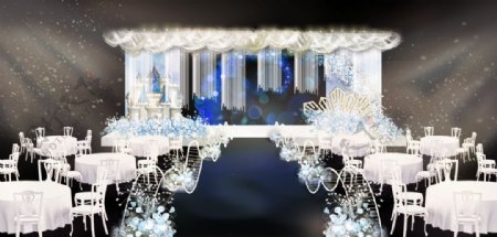 蓝色星空城堡婚礼舞台图片