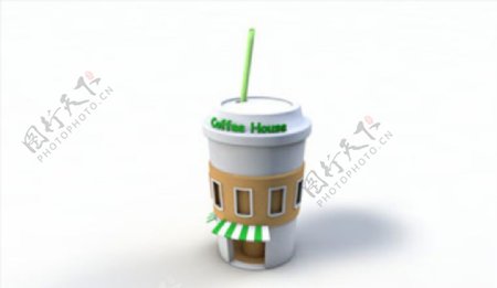 C4D模型咖啡杯房子大楼图片