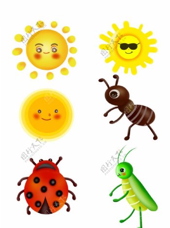 卡通昆蟲瓢蟲螞蟻圖片