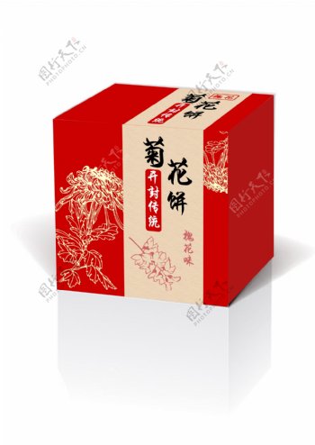 菊花饼传统包装设计槐花味