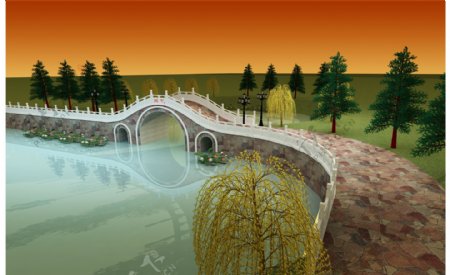 生态园拱桥效果图图片