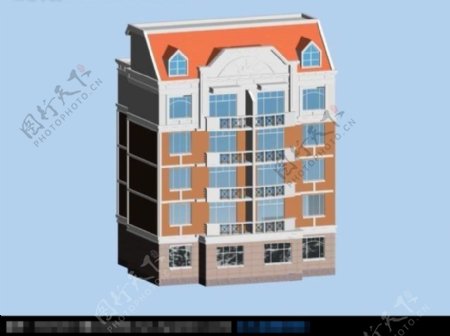 阁楼式六层住宅3d建筑模型
