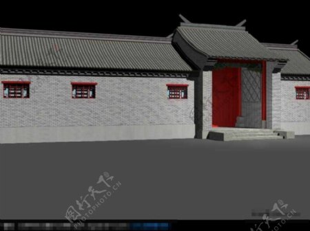 中国古朴风格房屋建筑模型
