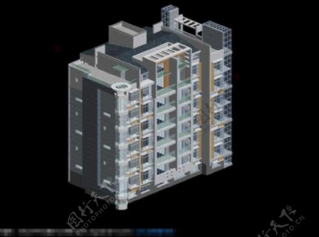 现代城市化阁楼式小区多层住宅3D建筑