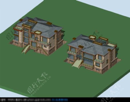 乡村风情别墅模型