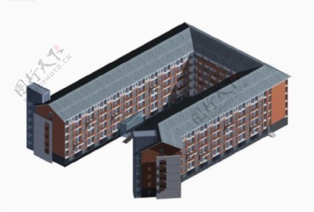 欧式学校建筑群3D模型设计