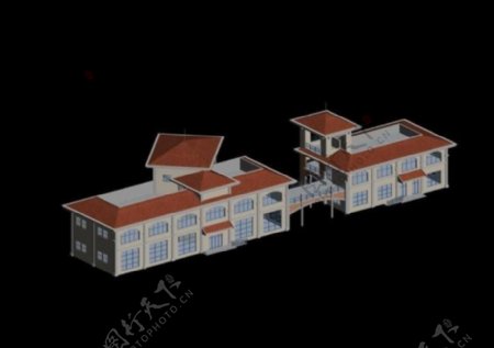 西式住宅楼建筑群3D模型设计