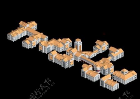 西式城市住宅区3D模型设计