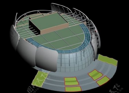 圆型现代化体育馆设计模型