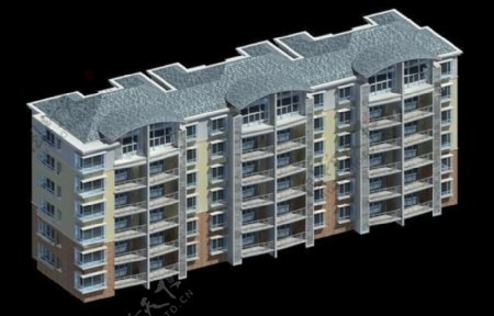 三联排高档住宅小区房屋3d模型