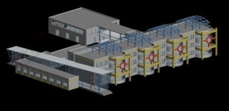 现代大型学校幼儿园建筑3D模型图
