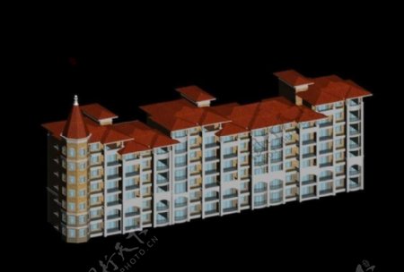 现代多层住宅区建筑群3D模型设计