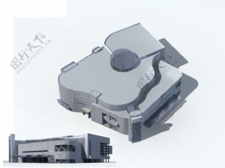 异形漂亮多层公建建筑3D模型