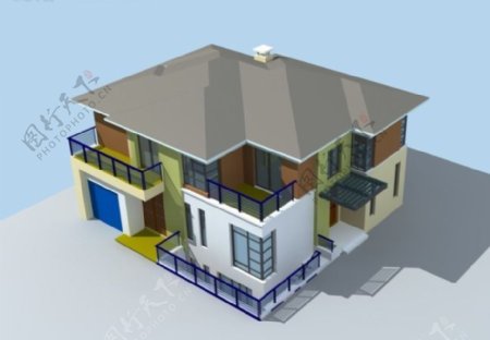 现代豪华独栋多层别墅3D模型