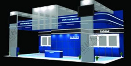 蓝色典雅大方风格展厅3D模型设计
