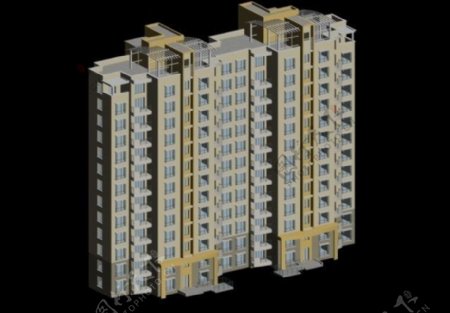 小高层二联排塔式住宅楼模型