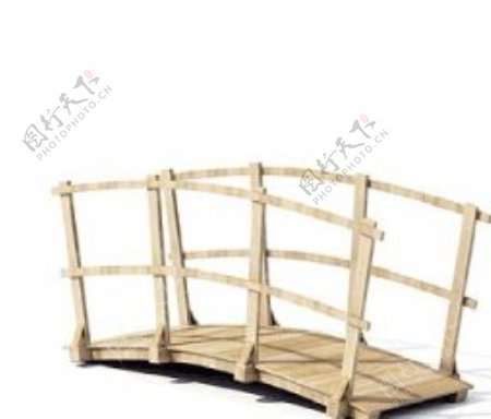 室外模型木桥和栅栏3d素材公用设施1