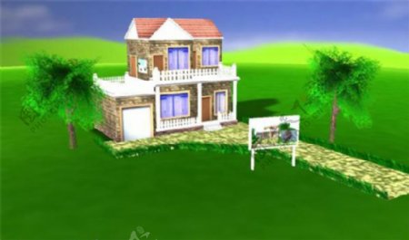 绿色自然房屋游戏模型