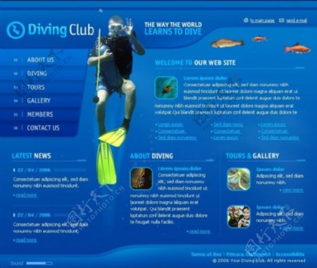 潜水俱乐部网站模板动画