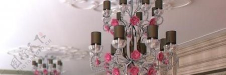 chandelierroses2粉红玫瑰花吊灯吊灯