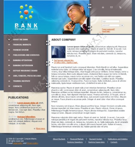 银行金融中心网页模板