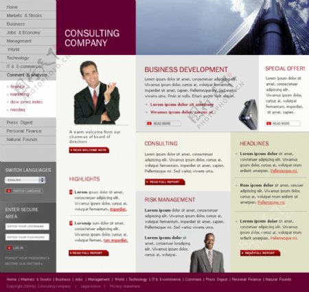 金融财经顾问网页模板