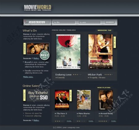 世界电影资料网页模板