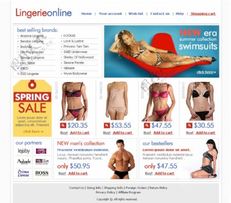 女性内衣网上销售网站模板