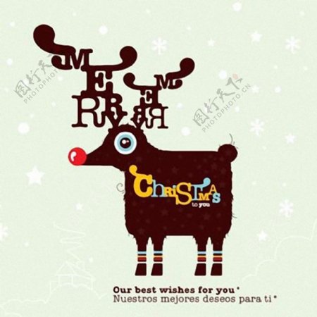 位图插画圣诞节动物麋鹿免费素材
