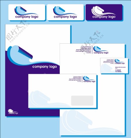 企业VI简单的蓝色模板矢量素材