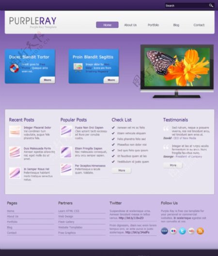 紫色色彩搭配网页模板图片