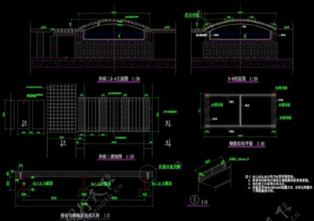 桥汀cad景观细部素材