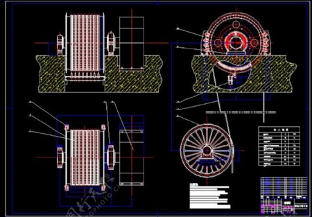 摩擦式提升机CAD图纸总体装配图