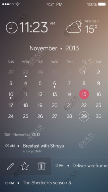 iPhone系列日历组件UI