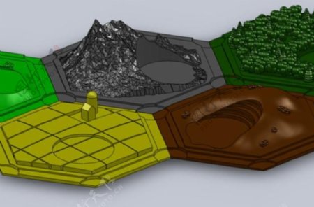 3D卡坦岛地形块
