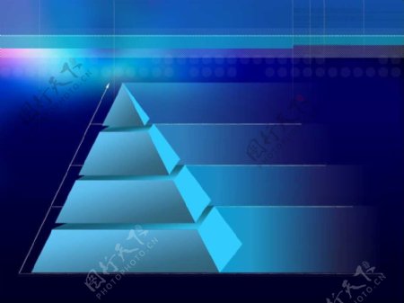 金字塔式柱形图蓝色PPT图表