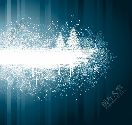 矢量梦幻银色圣诞树背景