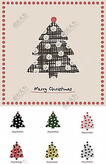 几款可爱简洁的圣诞树矢量素材